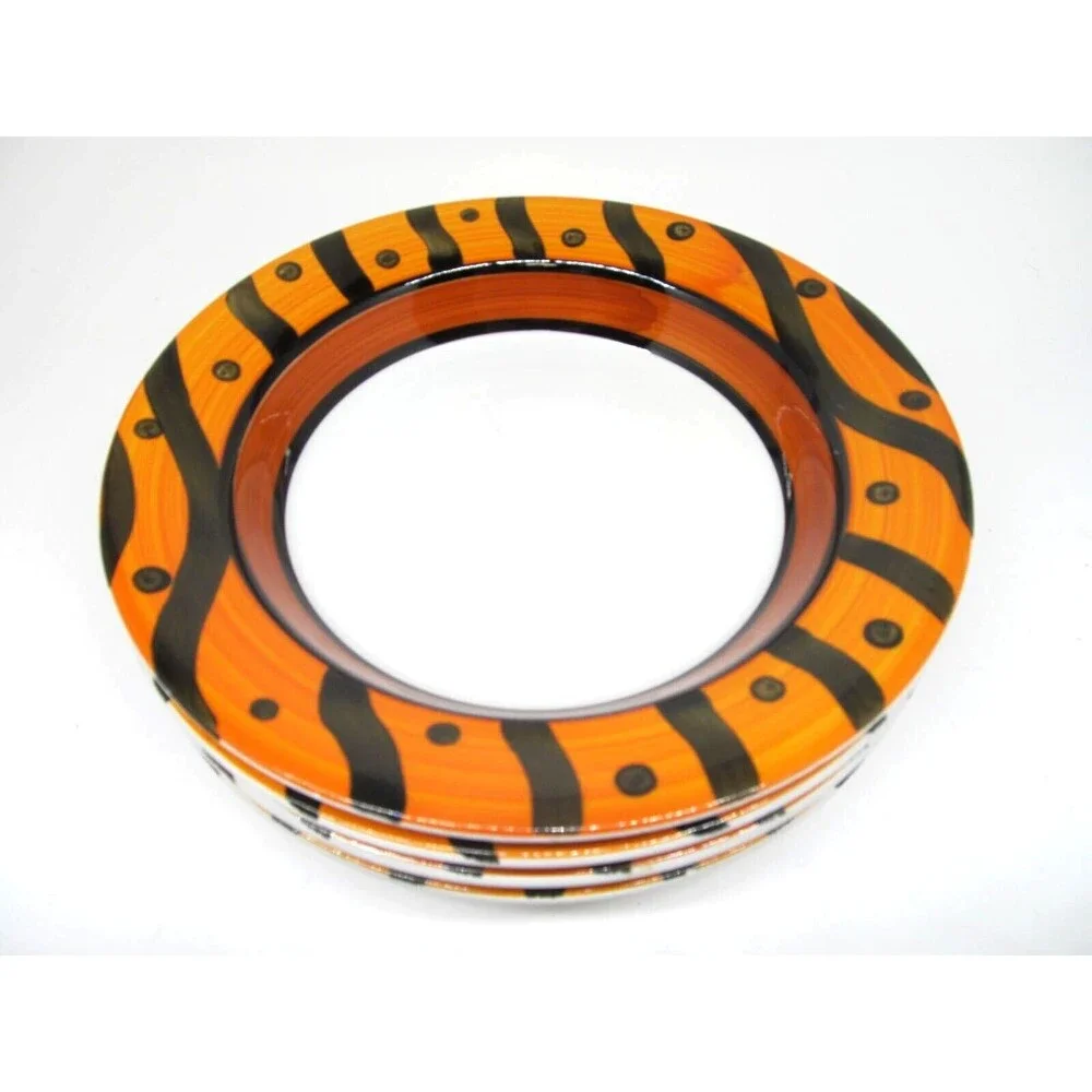 Pier 1 Soup Bowl Italy orange stripes and dots 9